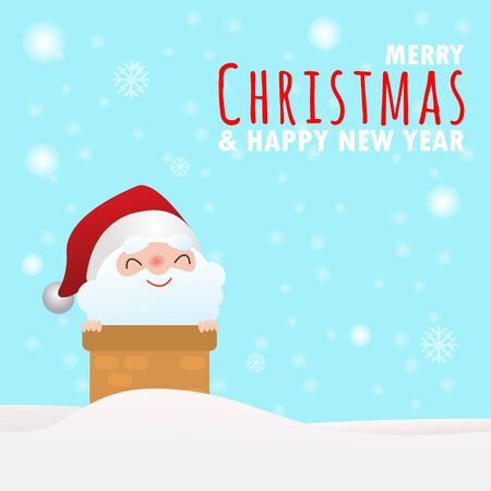 Merry Christmas and Happy New Year. Christmas celebrations with cute santa claus for Christmas card Template for advertising brochure, your text, Vector illustrationのイラスト素材