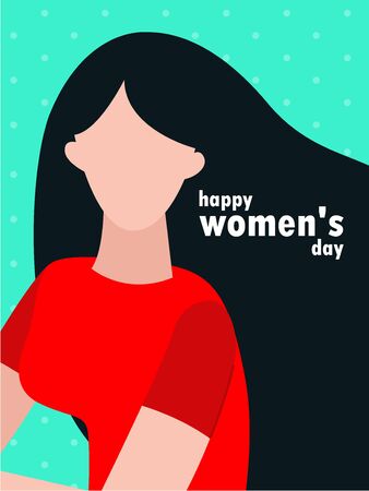Happy Women's Day 8th March, beautiful girl flyers, posters, banners and calendar. Isolated on background vector illustrationのイラスト素材