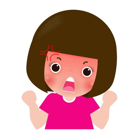 kids Children angry, Child cartoon character Isolated on white background Vector illustration.のイラスト素材