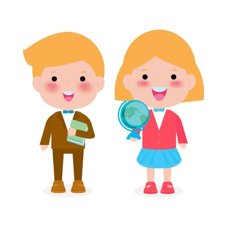 teacher characters of male and female teachers isolated vector illustrationのイラスト素材