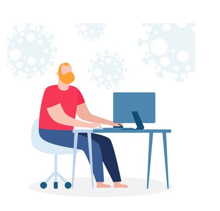 coronavirus (2019-nCoV) COVID-19 stay at home awareness social media campaign and coronavirus prevention, man and lifestyle activity and staying together in home on white background vectorのイラスト素材