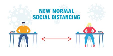 Back to school for new normal lifestyle social distancing in class room Concept, Prevention tips...