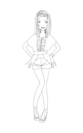 beautiful cute girls hand drawn, Happy young girl cartoon doodle collection women isolated on white background vector illustrationのイラスト素材