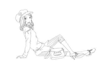 beautiful cute girls hand drawn, Happy young girl teenager cartoon doodle women isolated on white background vector illustrationのイラスト素材