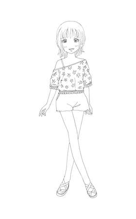 beautiful cute girls hand drawn, Happy young girl teenager cartoon doodle women isolated on white background vector illustrationのイラスト素材
