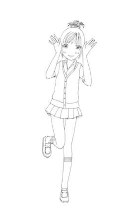 beautiful cute girls hand drawn, Happy young girl teenager cartoon doodle women isolated on white background vector illustrationのイラスト素材