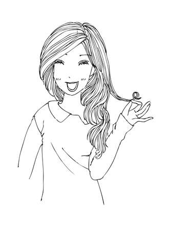 beautiful cute girls hand drawn, Happy young girl teenager cartoon doodle women isolated on white background vector illustrationのイラスト素材