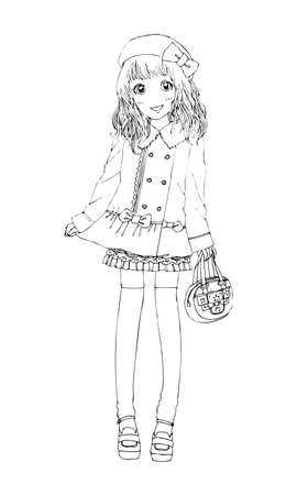 beautiful cute girls hand drawn, Happy young girl teenager cartoon doodle women isolated on white background vector illustrationのイラスト素材