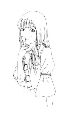 beautiful cute girls hand drawn, Happy young girl teenager cartoon doodle women isolated on white background vector illustrationのイラスト素材