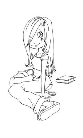 beautiful cute girls hand drawn, Happy young girl teenager cartoon doodle women isolated on white background vector illustrationのイラスト素材