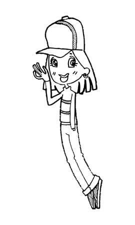 beautiful cute girls hand drawn, Happy young girl teenager cartoon doodle women isolated on white background vector illustrationのイラスト素材