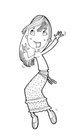 beautiful cute girls hand drawn, Happy young girl teenager cartoon doodle women isolated on white background vector illustrationのイラスト素材
