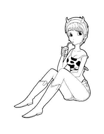 Happy woman cartoon doodle young girl teenage, beautiful cute girls hand drawn, isolated on white background vector illustrationのイラスト素材