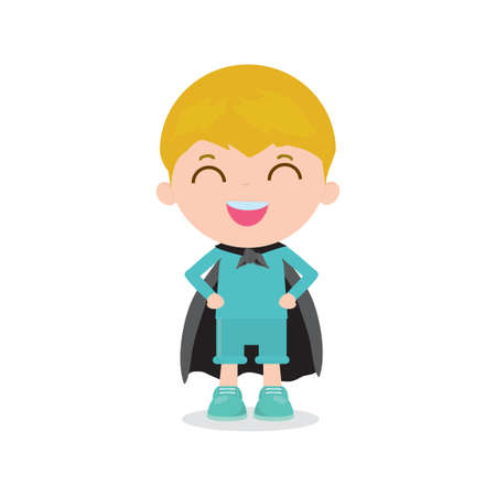 vector llustration of Kids Superheroes wearing comics costumes isolated on white backgroundのイラスト素材