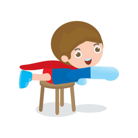 vector llustration of Kids Superheroes wearing comics costumes isolated on white backgroundのイラスト素材