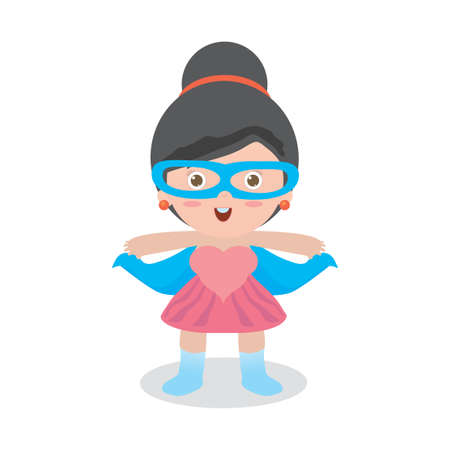 vector llustration of Kids Superheroes wearing comics costumes isolated on white backgroundのイラスト素材