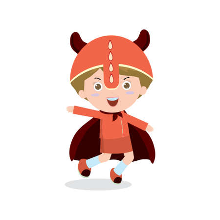 vector llustration of Kids Superheroes wearing comics costumes super hero children isolated on white backgroundのイラスト素材