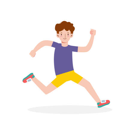 people jogging for healthy concept flat design vector illustration isolated on white backgroundのイラスト素材