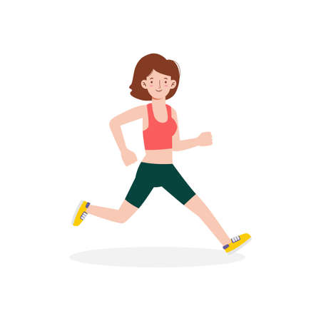 people jogging for healthy concept flat design vector illustration isolated on white backgroundのイラスト素材