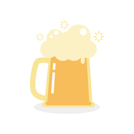 Beer mug, Drinking Beer icon Flat isolated on white background vector illustration.のイラスト素材