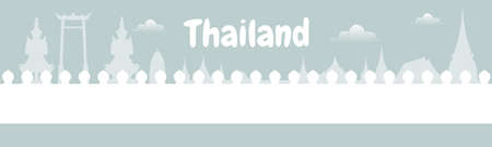 Panorama of world famous landmarks of Thailand Tourism Concept with Historic Architecture of Thailand Citys cape postcard isolated Vector Illustration backgroundのイラスト素材