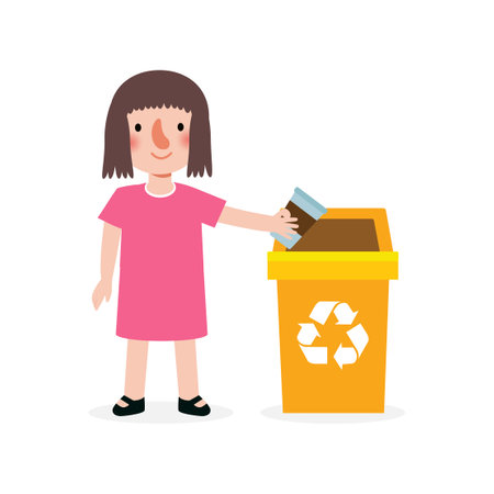 kid collect rubbish for recycling, Child Segregating Trash, recycling trash, Save the World, recycling isolated on white backgrounds vector Illustrationのイラスト素材