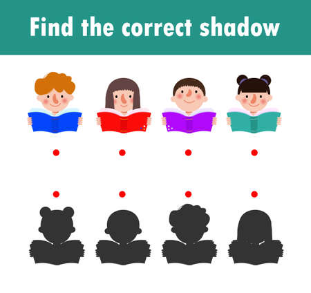 Shadow Matching Game for kids, Visual game for kid, find the correct Shadow, Instructional media, Connect the dots picture, Education isolated on background Vector Illustration.のイラスト素材