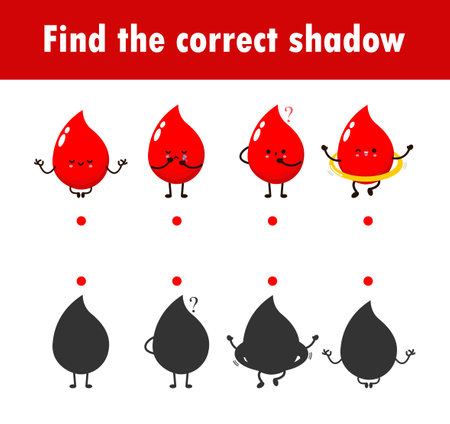 Shadow Matching Game for kids, Visual game for kid, find the correct Shadow, Instructional media, Connect the dots picture, Education isolated on background Vector Illustration.のイラスト素材