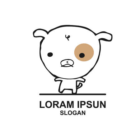 Vector logo on cute funny dog abstract, logo design for dog related business or print t-shirts, animals Funny Pets  Illustration on white backgroundのイラスト素材