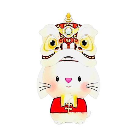 Chinese new year 2023 year of the rabbit watercolor on white background vectorのイラスト素材