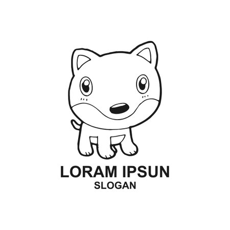 cute funny dog logo abstract vector, logo design for dog related business or print t-shirts, animals Funny Pets Illustration on white backgroundのイラスト素材
