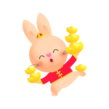 Chinese new year 2023 year of the rabbit watercolor on white background vectorのイラスト素材