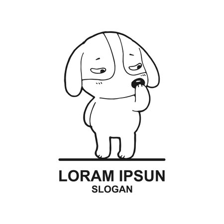 cute funny dog logo abstract vector, logo design for dog related business or print t-shirts, animals Funny Pets Illustration on white backgroundのイラスト素材