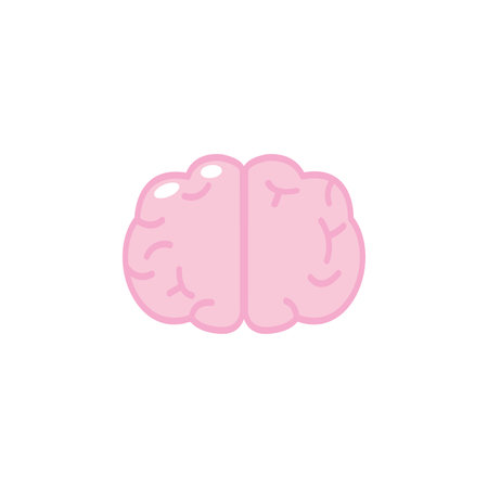 Cute funny human brain character Vector illustration kawaii icon design Isolated on white backgroundのイラスト素材