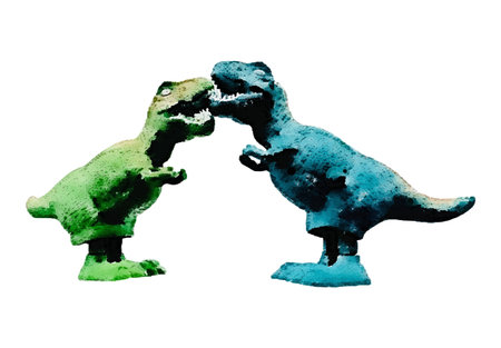 tyrannosaur dinosaur toy Watercolor.  Hand painted dinosaurs Predator animal of the prehistoric period. isolated on white background vector Illustration. Template. Hand drawing.のイラスト素材
