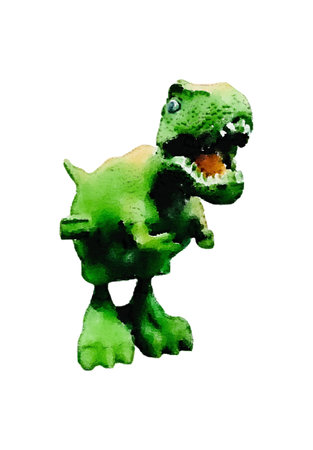 tyrannosaur dinosaur toy Watercolor.  Hand painted dinosaurs Predator animal of the prehistoric period. isolated on white background vector Illustration. Template. Hand drawing.のイラスト素材