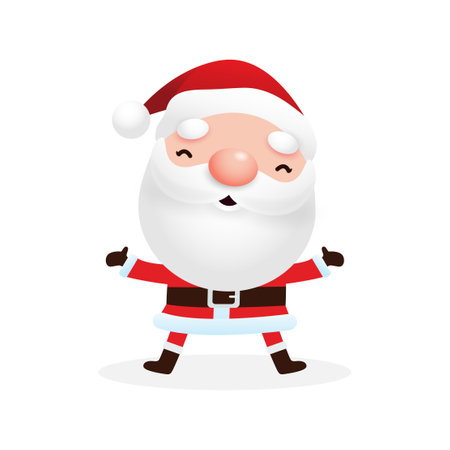 cartoon cute Santa Clauses, Merry christmas and Happy new year on white background Vector Illustrationのイラスト素材