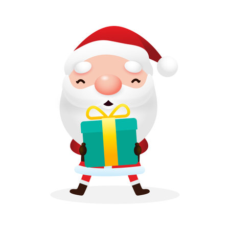 cartoon cute Santa Clauses, Merry christmas and Happy new year on white background Vector Illustrationのイラスト素材