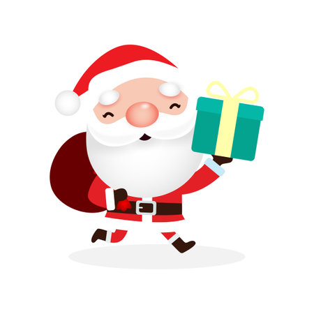 cartoon cute Santa Clauses, Merry christmas and Happy new year on white background Vector Illustrationのイラスト素材
