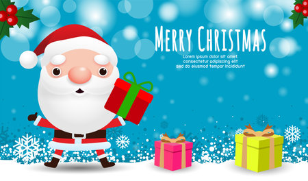 Merry Christmas and Happy New Year. xmas celebrations with cute santa claus for Christmas card Template for advertising brochure, your text, Vector illustrationのイラスト素材