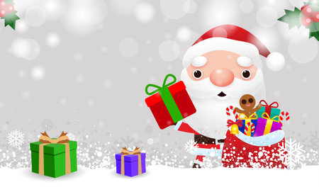 Merry Christmas and Happy New Year. xmas celebrations with cute santa claus for Christmas card Template for advertising brochure, your text, Vector illustrationのイラスト素材