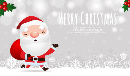 Merry Christmas and Happy New Year. xmas celebrations with cute santa claus for Christmas card Template for advertising brochure, your text, Vector illustrationのイラスト素材