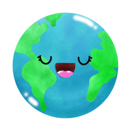 world watercolor emotion element ,world environment day, save the world, earth day, on white background vecter illustrationのイラスト素材