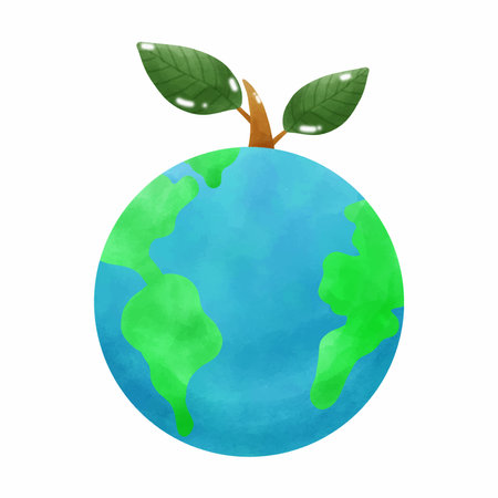 world watercolor emotion element ,world environment day, save the world, earth day, on white background vecter illustrationのイラスト素材