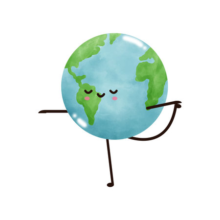 world and yoga watercolor, Love earth on white backgroud vector illustration