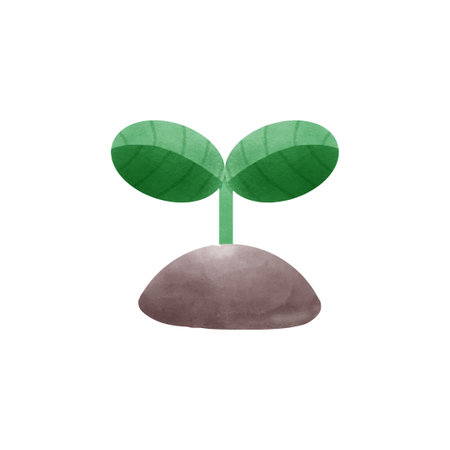 Watercolor green sprout on a white background. Vector illustration.のイラスト素材