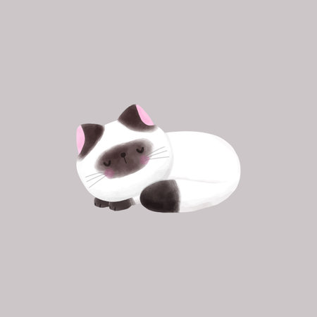 happy Cute cartoon himalayan cat. Isolated on gray background. Vector illustration.のイラスト素材
