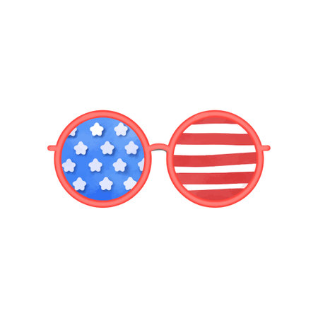 Happy 4th of July Retro Sunglasses with American Flag on a white background. Vector illustration.のイラスト素材