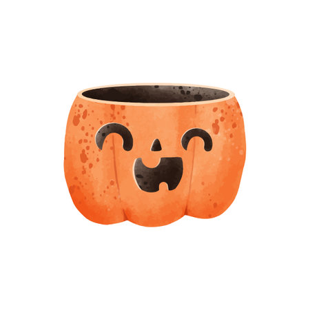 watercolor Halloween pumpkin head jack-o-lantern vector illustration.のイラスト素材