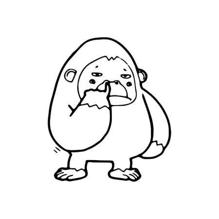 gorilla doodle vector illustration isolated on white backgroundのイラスト素材